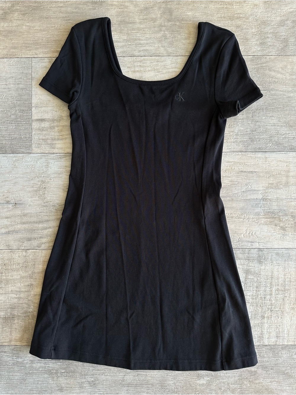 Calvin Klein Jeans Black Ribbed Scoop Neck Mini Dress M